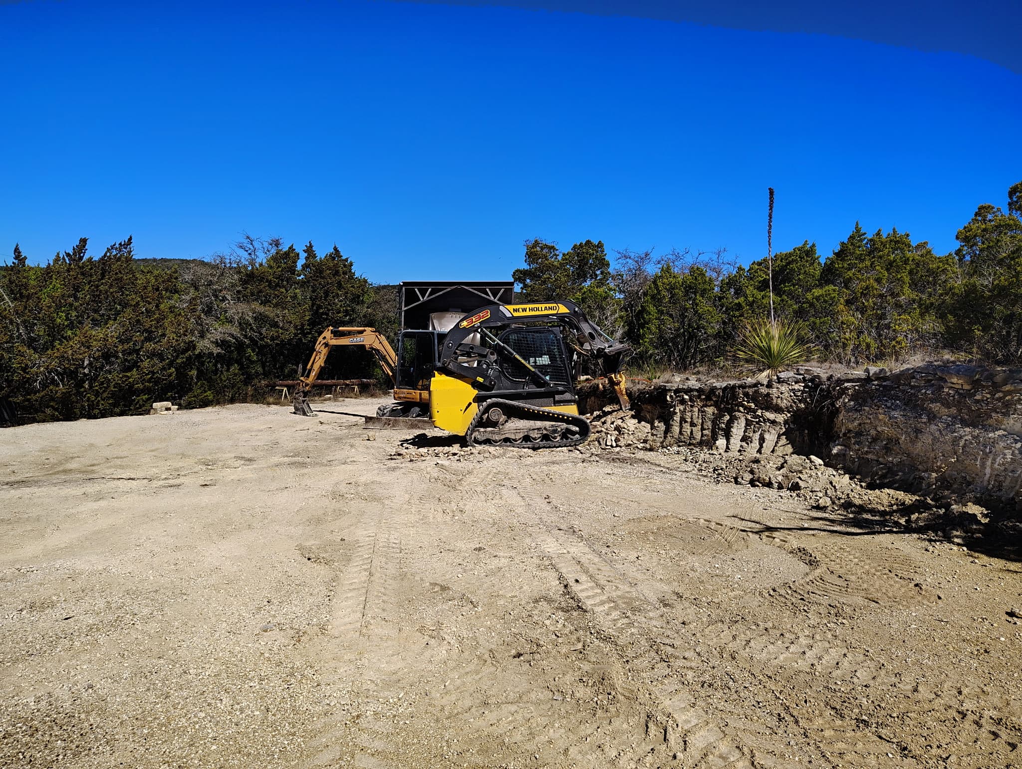 Excavation equipment on a Hill Country job site
