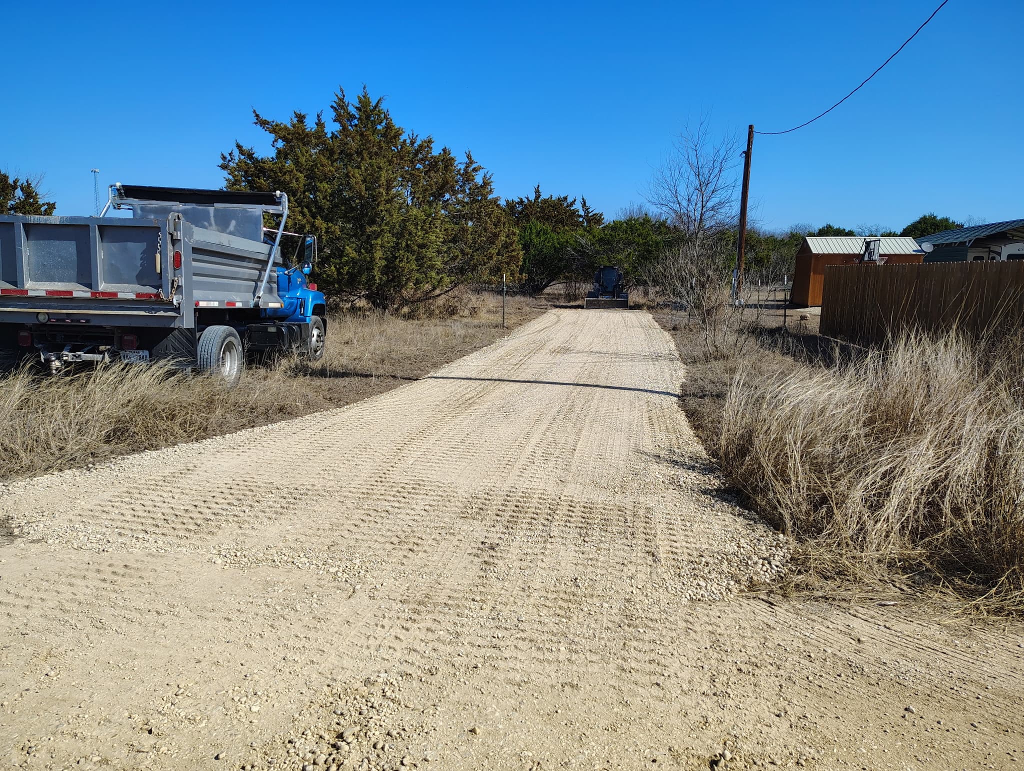 Dirt road grading on a Texas ranch
